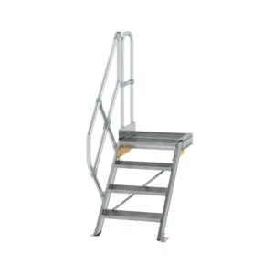 MUNK - Treppe mit Plattform 45° Stufenbreite 600 mm 4 Stufen Aluminium geriffelt
