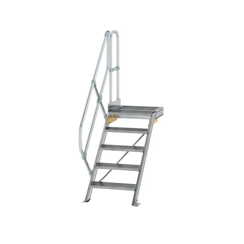 MUNK - Treppe mit Plattform 45° Stufenbreite 600 mm 5 Stufen Aluminium geriffelt