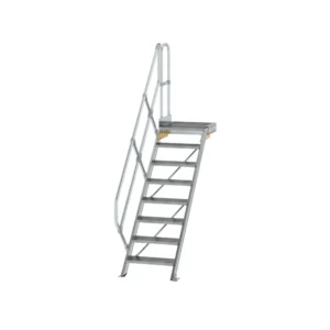 MUNK - Treppe mit Plattform 45° Stufenbreite 600 mm 8 Stufen Aluminium geriffelt