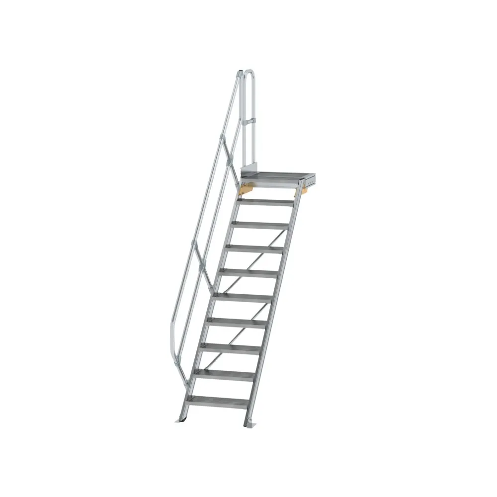 MUNK - Treppe mit Plattform 45° Stufenbreite 600 mm 10 Stufen Aluminium geriffelt