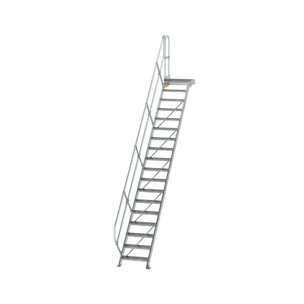 MUNK - Treppe mit Plattform 45° Stufenbreite 600 mm 17 Stufen Aluminium geriffelt