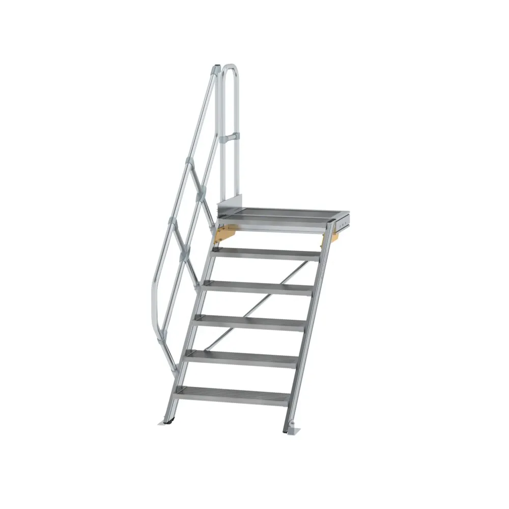 MUNK - Treppe mit Plattform 45° Stufenbreite 800 mm 6 Stufen Aluminium geriffelt