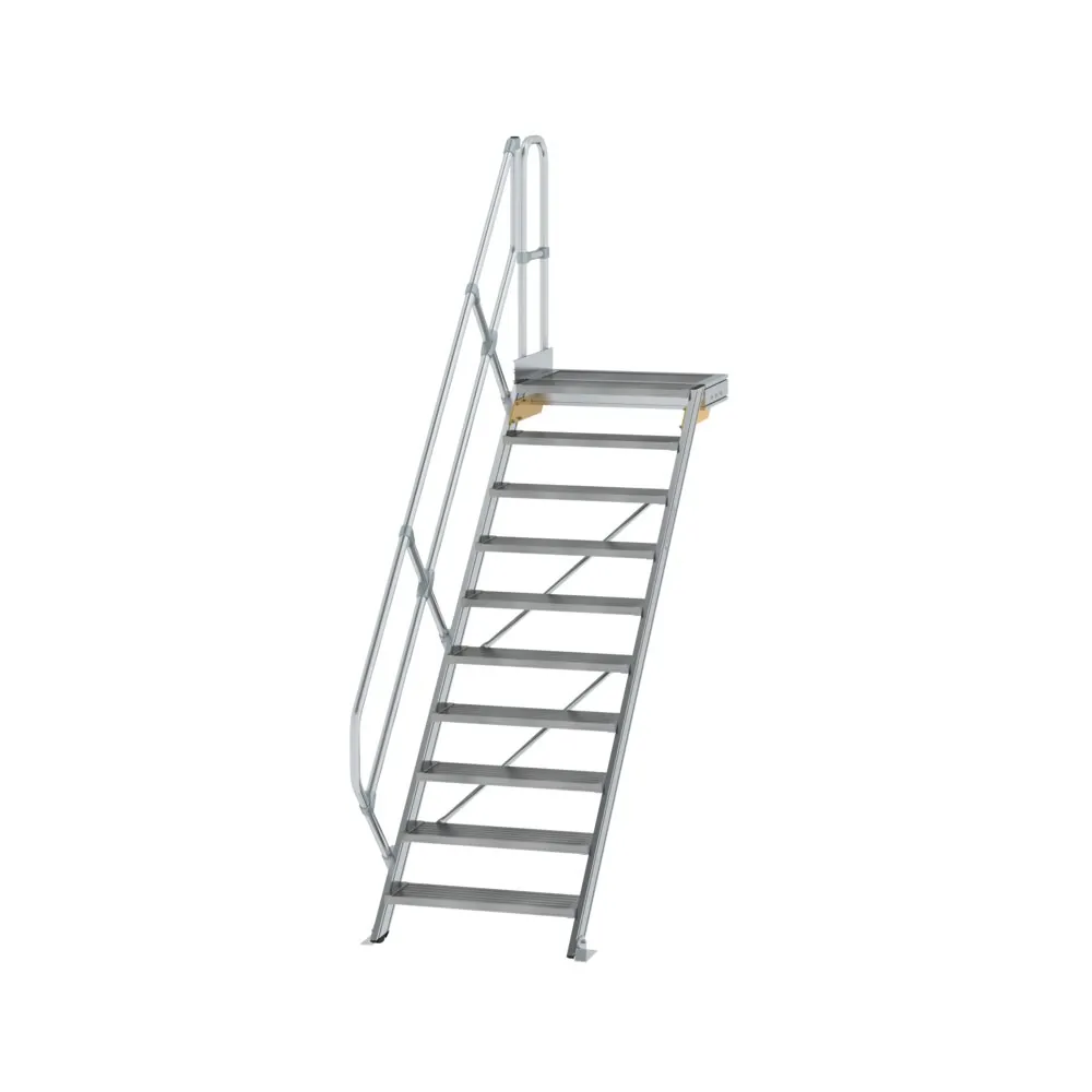 MUNK - Treppe mit Plattform 45° Stufenbreite 800 mm 10 Stufen Aluminium geriffelt
