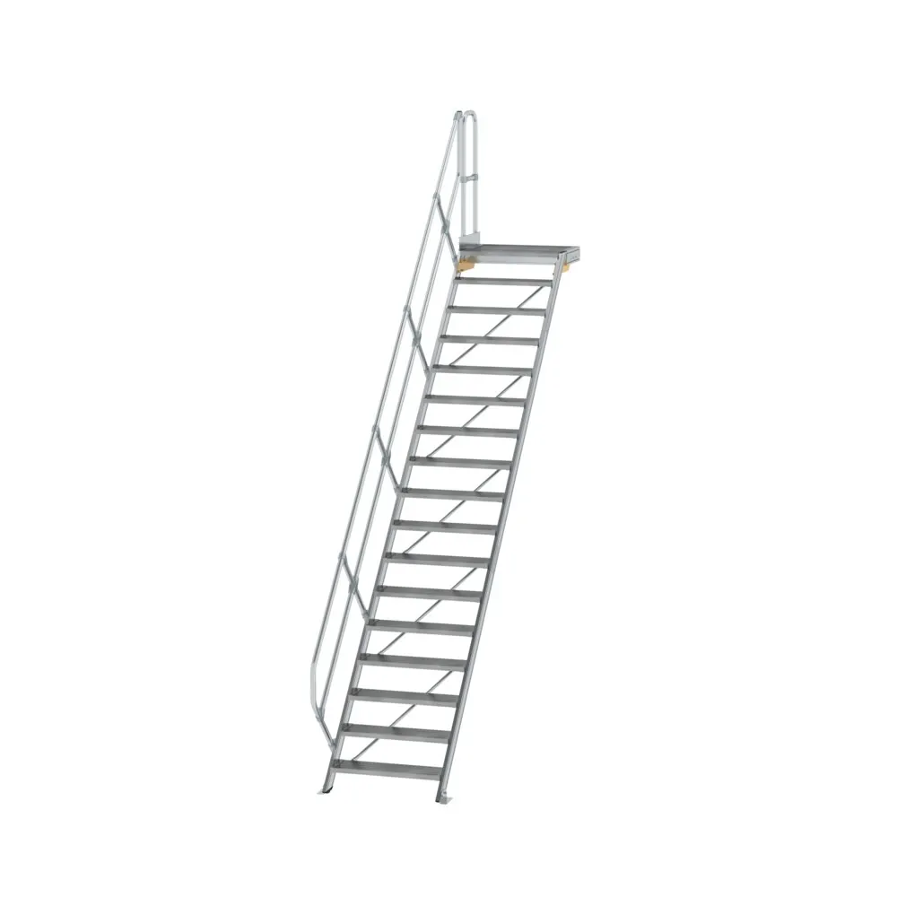 MUNK - Treppe mit Plattform 45° Stufenbreite 800 mm 17 Stufen Aluminium geriffelt