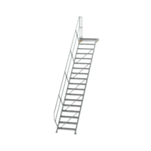 MUNK - Treppe mit Plattform 45° Stufenbreite 800 mm 18 Stufen Aluminium geriffelt