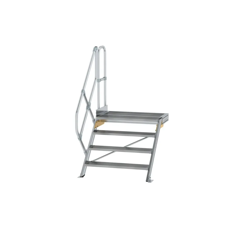 MUNK - Treppe mit Plattform 45° Stufenbreite 1000 mm 4 Stufen Aluminium geriffelt