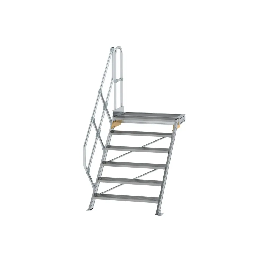MUNK - Treppe mit Plattform 45° Stufenbreite 1000 mm 6 Stufen Aluminium geriffelt