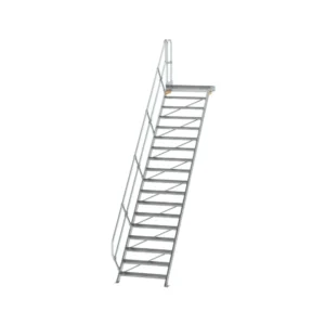 MUNK - Treppe mit Plattform 45° Stufenbreite 1000 mm 18 Stufen Aluminium geriffelt