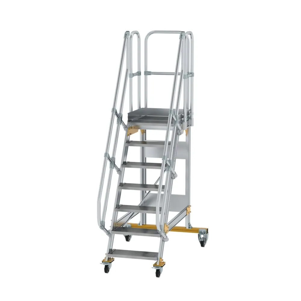 MUNK - Plattformtreppe fahrbar 60° Stufenbreite 600 mm 7 Stufen