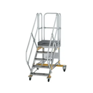 MUNK - Plattformtreppe 45° fahrbar Stufenbreite 600 mm 5 Stufen Aluminium geriffelt