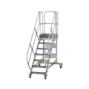 MUNK - Plattformtreppe 45° fahrbar Stufenbreite 600 mm 7 Stufen Aluminium geriffelt