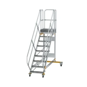 MUNK - Plattformtreppe 45° fahrbar Stufenbreite 600 mm 9 Stufen Aluminium geriffelt