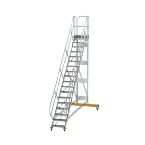 MUNK - Plattformtreppe 45° fahrbar Stufenbreite 600 mm 19 Stufen Aluminium geriffelt