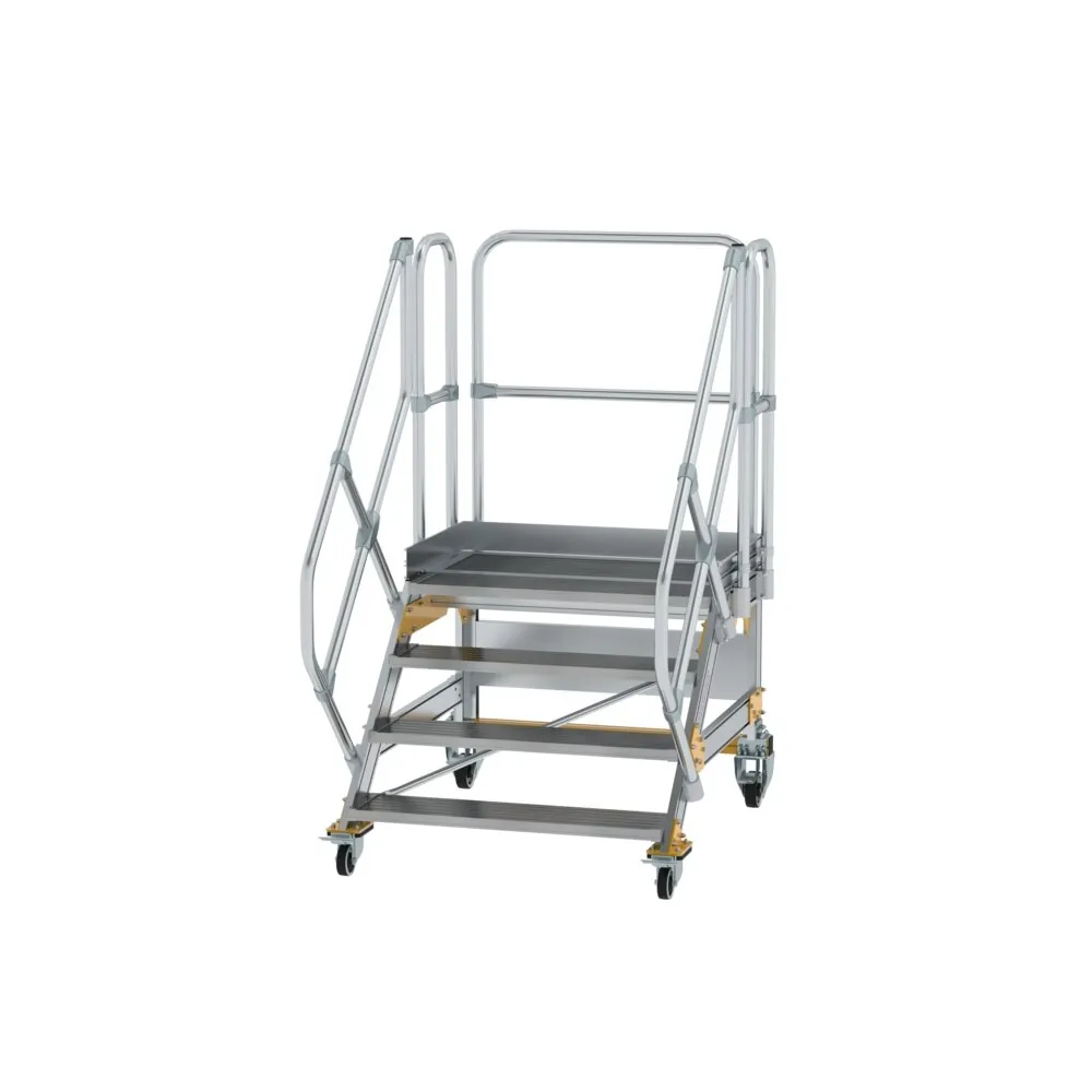 MUNK - Plattformtreppe 45° fahrbar Stufenbreite 1000mm 4 Stufen Aluminium geriffelt