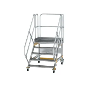 MUNK - Plattformtreppe 45° fahrbar Stufenbreite 1000mm 5 Stufen Aluminium geriffelt