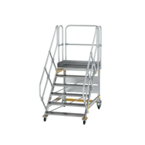 MUNK - Plattformtreppe 45° fahrbar Stufenbreite 1000mm 6 Stufen Aluminium geriffelt