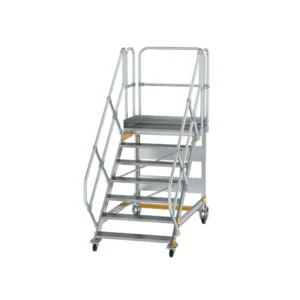 MUNK - Plattformtreppe 45° fahrbar Stufenbreite 1000mm 7 Stufen Aluminium geriffelt