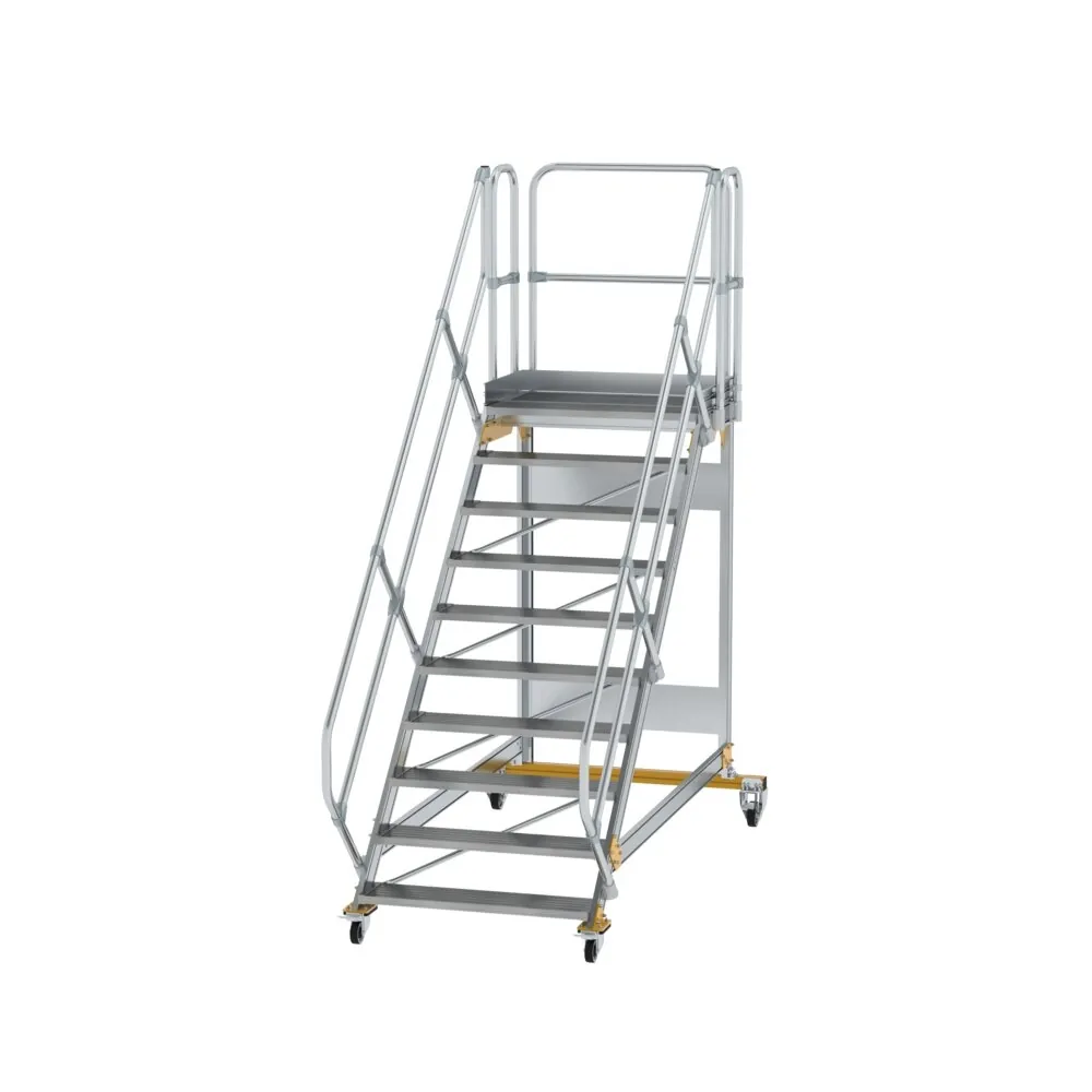 MUNK - Plattformtreppe 45° fahrbar Stufenbreite 1000mm 10 Stufen Aluminium geriffelt