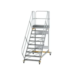 MUNK - Plattformtreppe 45° fahrbar Stufenbreite 1000mm 10 Stufen Aluminium geriffelt