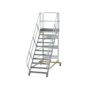 MUNK - Plattformtreppe 45° fahrbar Stufenbreite 1000mm 11 Stufen Aluminium geriffelt