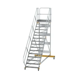 MUNK - Plattformtreppe 45° fahrbar Stufenbreite 1000mm 16 Stufen Aluminium geriffelt