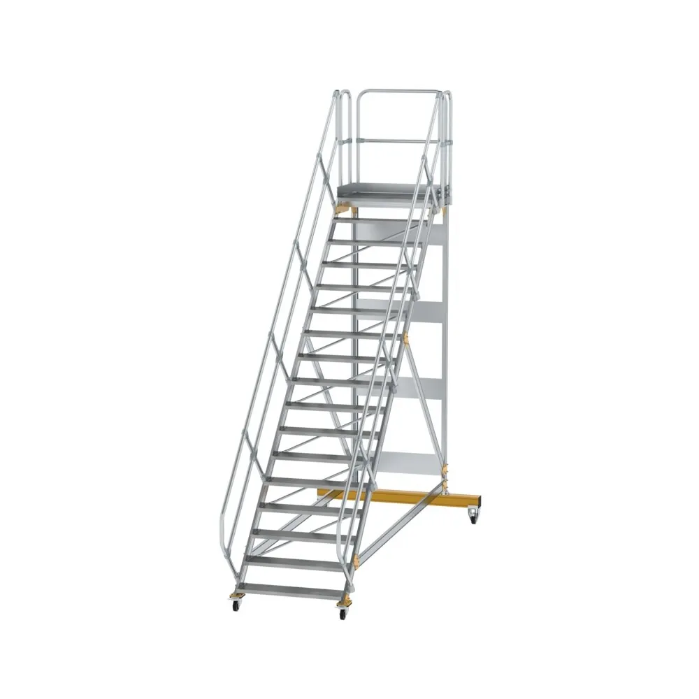 MUNK - Plattformtreppe 45° fahrbar Stufenbreite 1000mm 17 Stufen Aluminium geriffelt