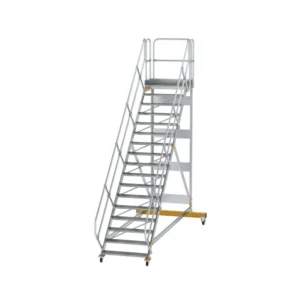 MUNK - Plattformtreppe 45° fahrbar Stufenbreite 1000mm 17 Stufen Aluminium geriffelt