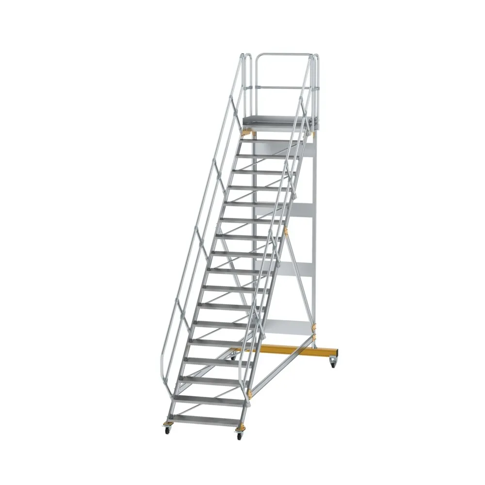 MUNK - Plattformtreppe 45° fahrbar Stufenbreite 1000mm 19 Stufen Aluminium geriffelt