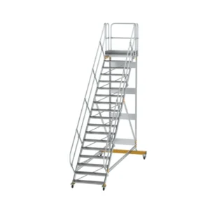 MUNK - Plattformtreppe 45° fahrbar Stufenbreite 1000mm 19 Stufen Aluminium geriffelt