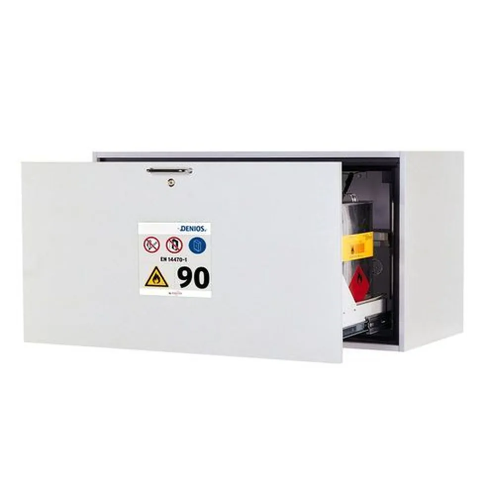 asecos® - Feuerbeständiger Unterbauschrank GU 110, Typ 90, mit 1 Auszugswanne, grau