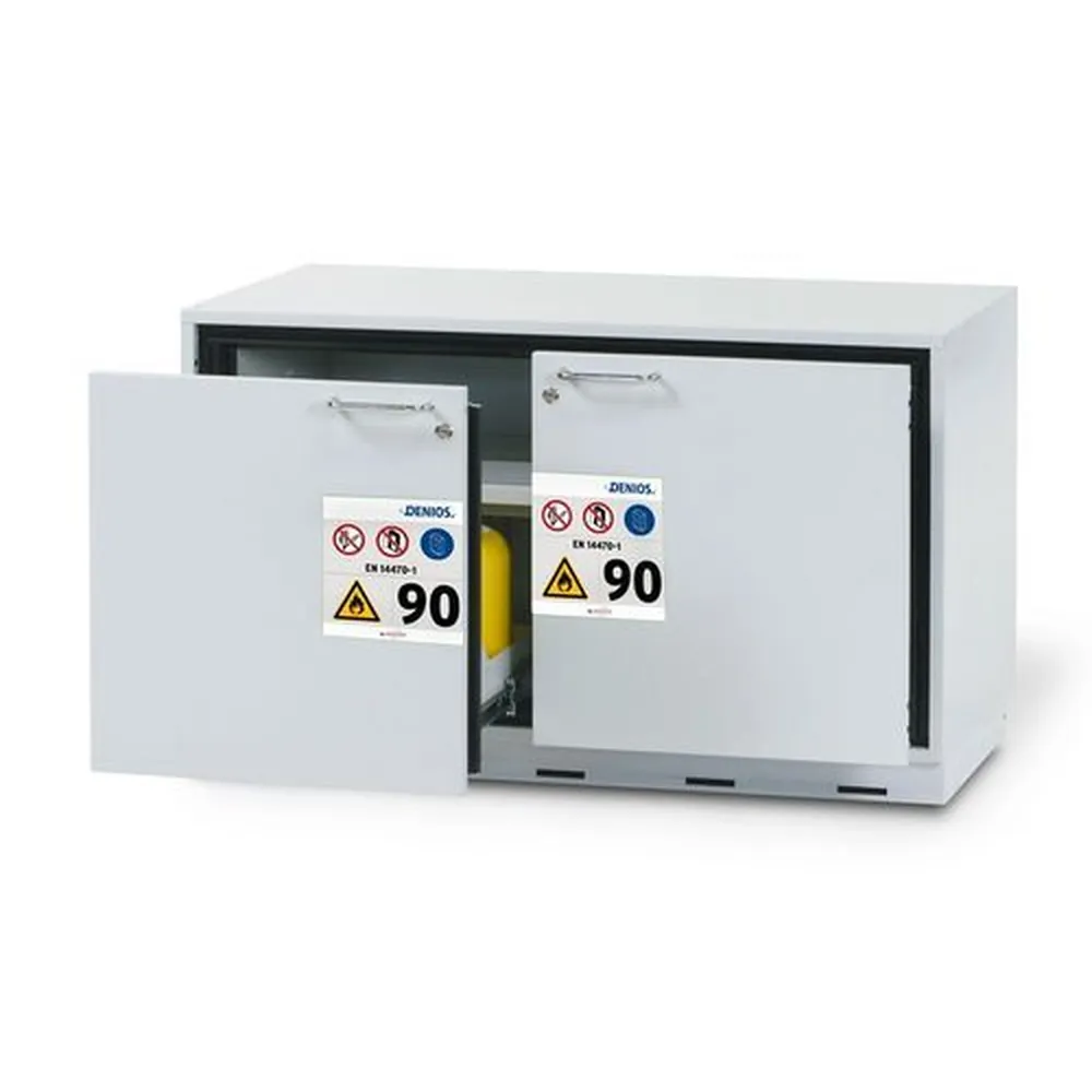 asecos® - Feuerbeständiger Unterbauschrank GU 111.T, Typ 90, mit 2 Auszugswannen, grau