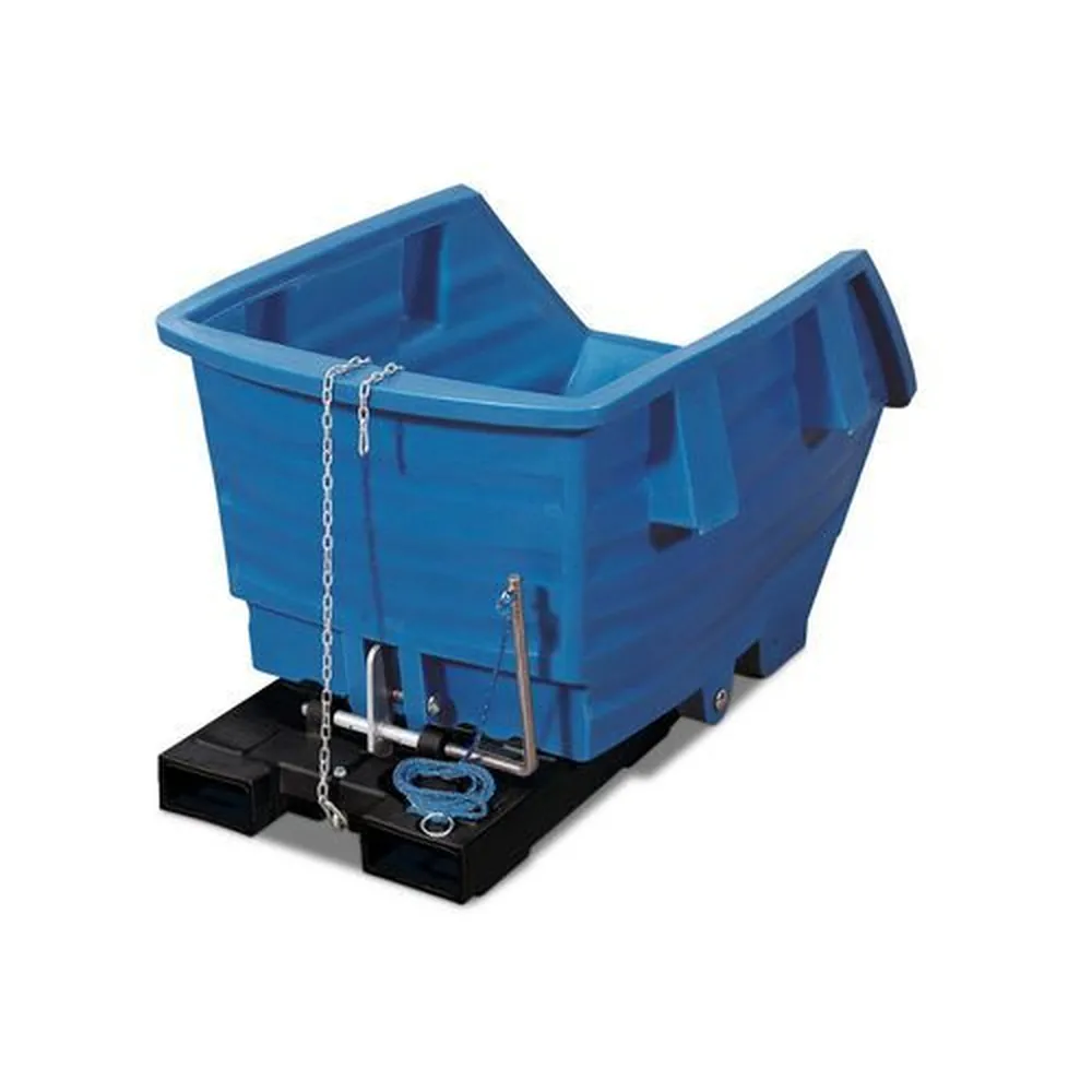 NOBRAND - Kippwagen aus Polyethylen (PE), mit Gabeltaschen, 300 Liter Volumen, blau