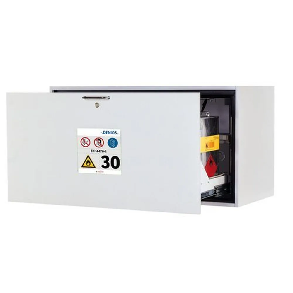 asecos® - Feuerbeständiger Unterbauschrank GU 110, Typ 30, mit 1 Auzugswanne, grau