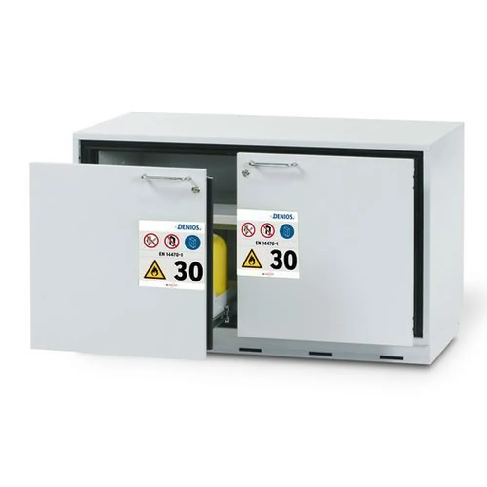 asecos® - Feuerbeständiger Unterbauschrank GU 111, Typ 30, mit 2 Auszugswannen, grau