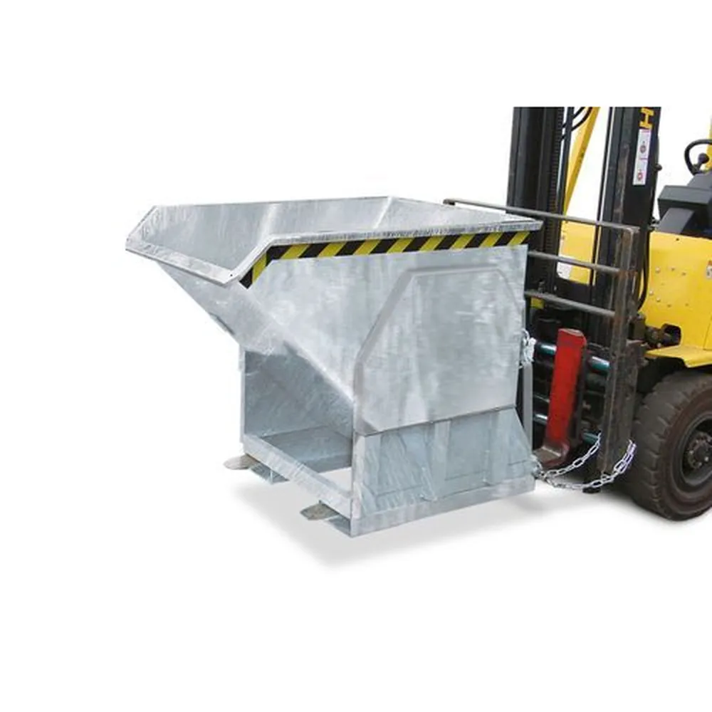 NOBRAND - Schwerlast-Kippbehälter aus Stahl, 1500 Liter Volumen, verzinkt