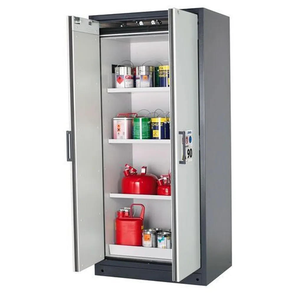 asecos® - Feuerbeständiger Gefahrstoffschrank Select W-93, 3 Einlegeböden, Türen grau
