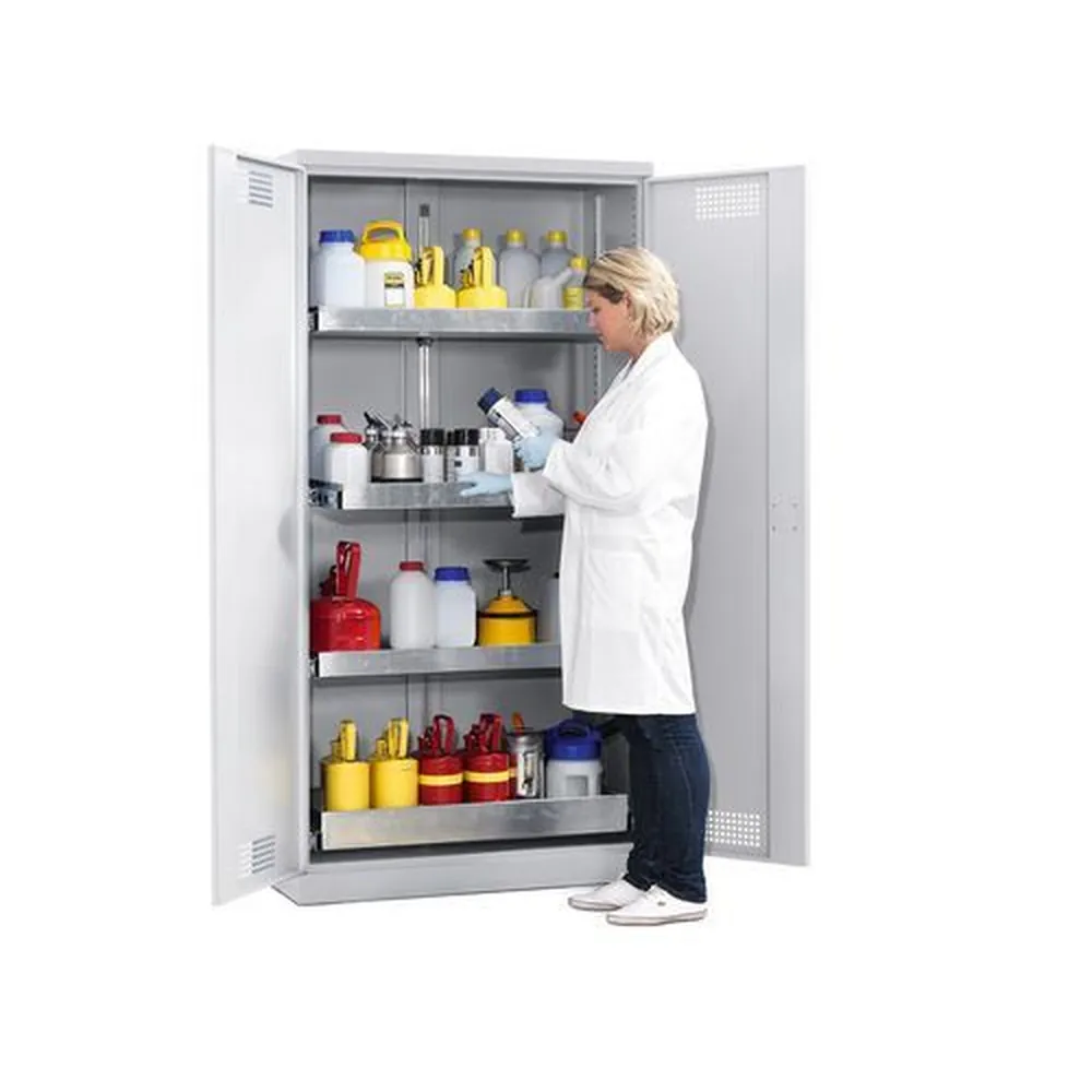 NOBRAND - Chemikalienschrank Comfort CS 104-A, mit Flügeltüren, incl. 4 Auszugswannen