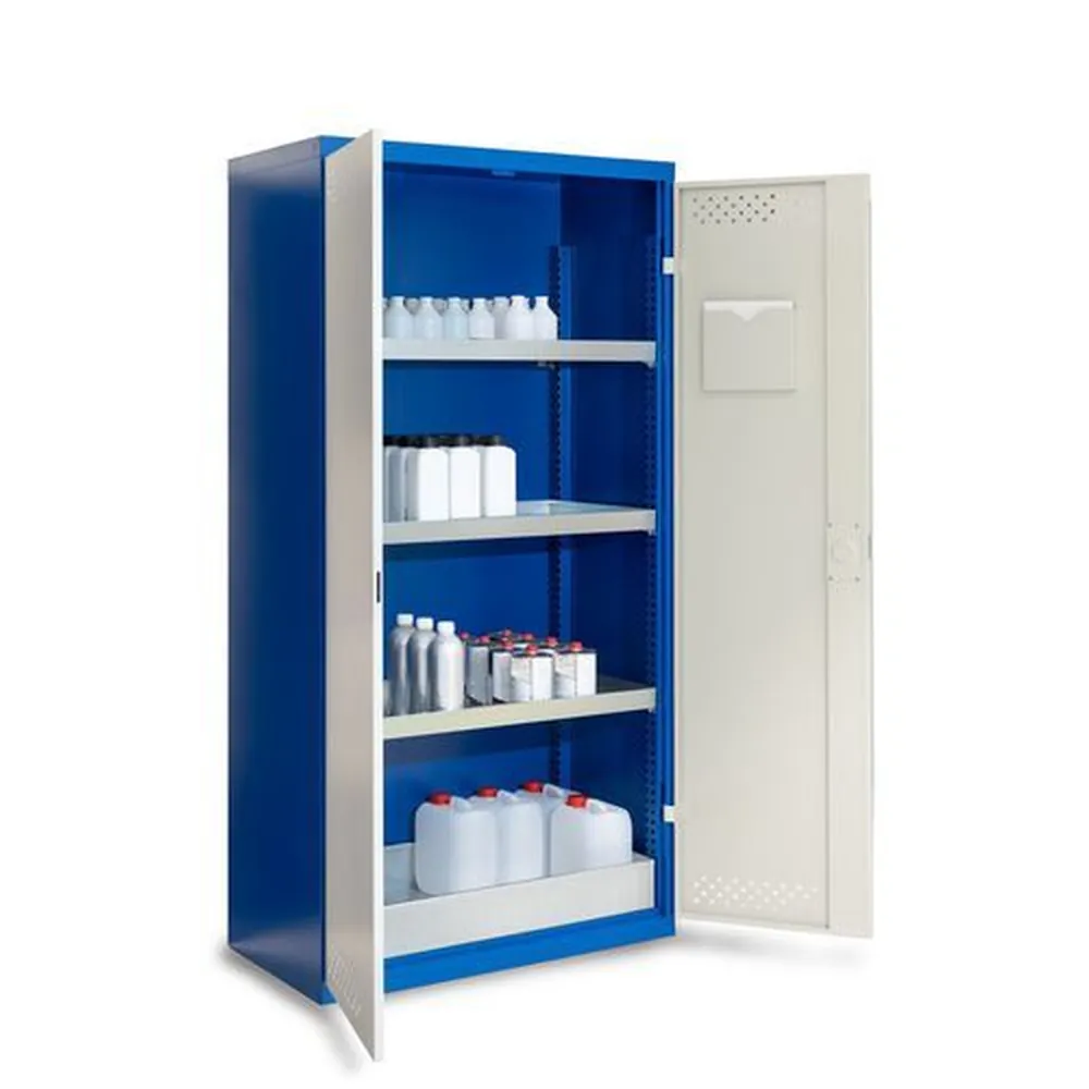 NOBRAND - Chemikalienschrank Protect CS 104, mit Flügeltüren, incl. Bodenwanne und 3 Auffangwannen