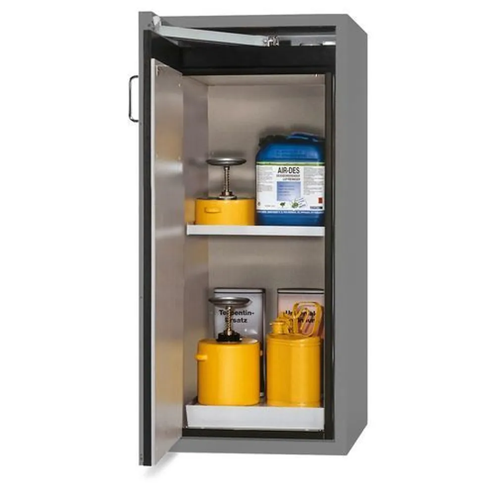 asecos® - Feuerbeständiger Gefahrstoffschrank G 600-F, Türanschlag links, grau