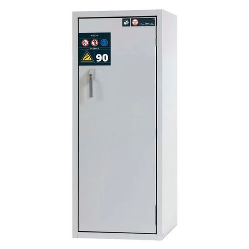 asecos® - asecos Gasflaschenschrank feuerbeständig G90, 2 x 10 l Flaschen, B 600 mm, Tür rechts, grau