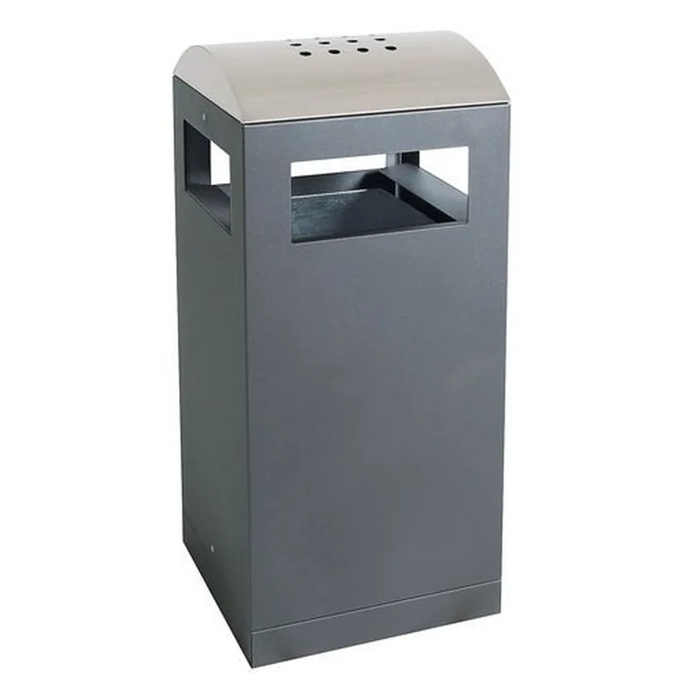 stumpf® - Abfall-Ascher-Kombination, Inhalt 90 + 9 Liter, Korpus dunkelgrau, Ascherabdeckung Edelstahl