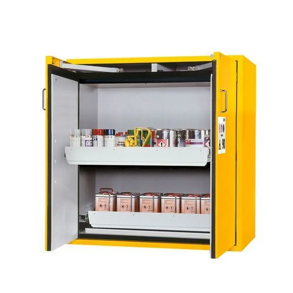 asecos® - asecos Feuerbeständiger Gefahrstoffschrank Edition, 2 Auszugswannen, gelb, One-Touch, Typ G 122