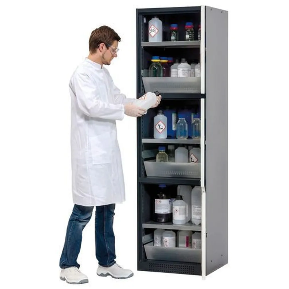 asecos® - asecos Kombischrank Quadro, anthrazit/weiss, 3 Schrankfächer mit je einem Boden und Bodenwanne