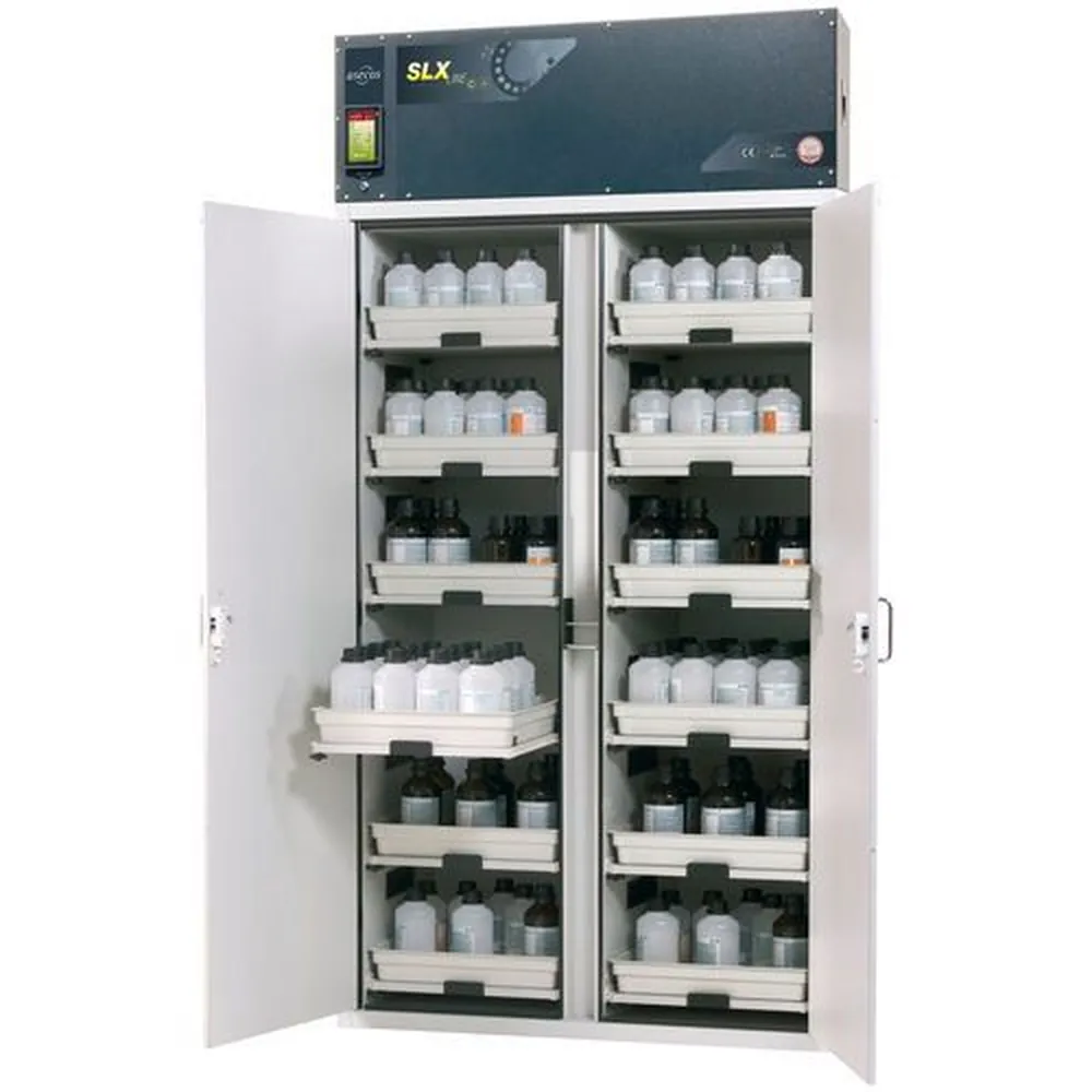 asecos® - Säuren- und Laugen-Umluftschrank Custos, mit 12 Tablarauszügen, Typ C-1212