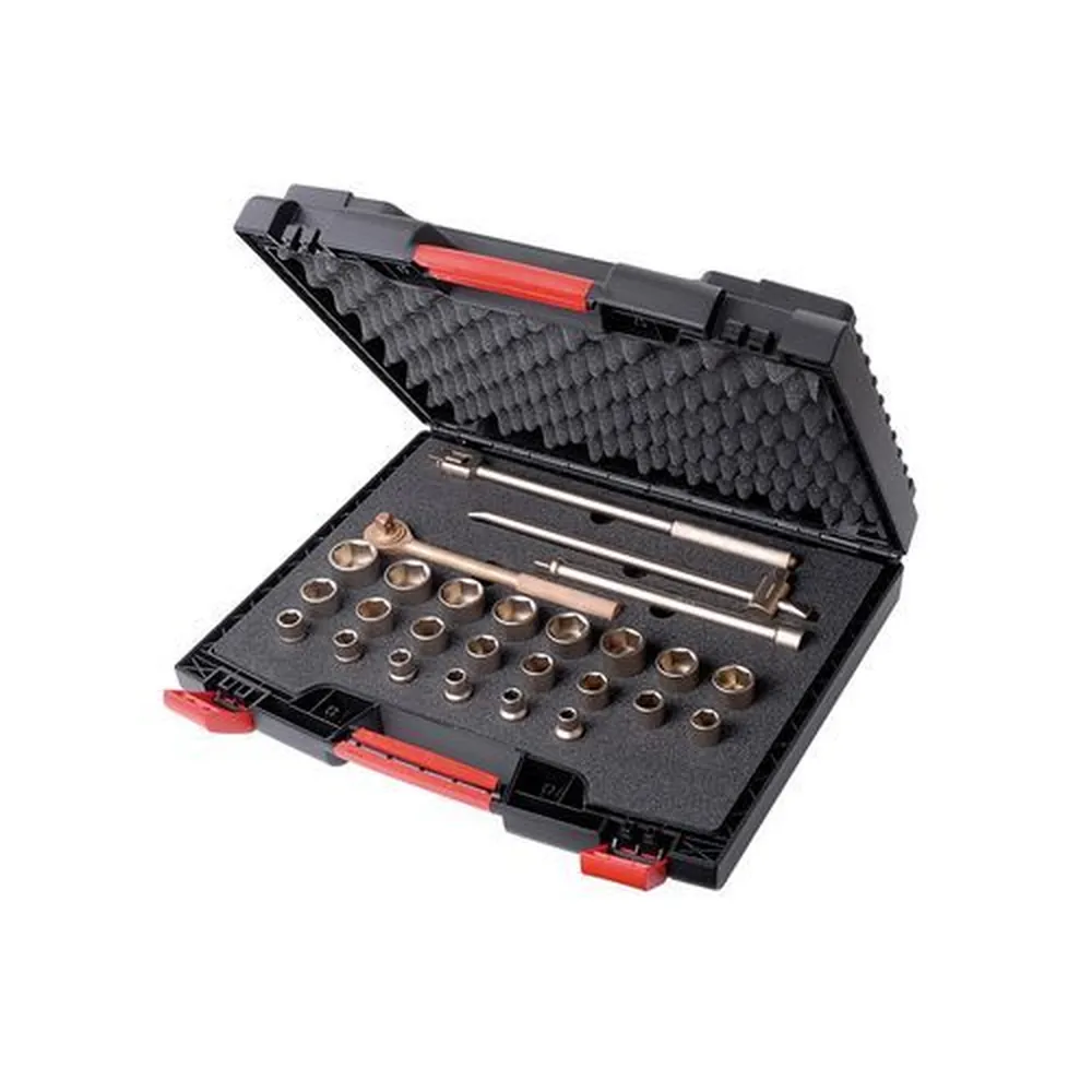 NOBRAND - Knarrenkasten 1/2", 27-teilig, 10-32 mm, Sonderbronze, funkenfrei, für Ex-Zonen