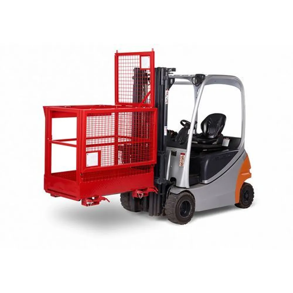 NOBRAND - Arbeitsbühne DUO für Gabelstapler, Stahl pulverbeschichtet, LxB 800x1200mm, Traglast 300kg, rot