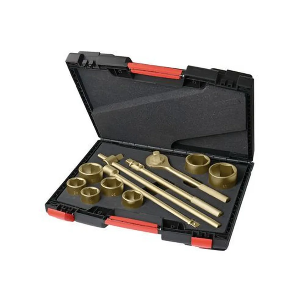 NOBRAND - Knarrenkasten 3/4", 12-teilig, 36-60 mm, Sonderbronze, funkenfrei, für Ex-Zonen