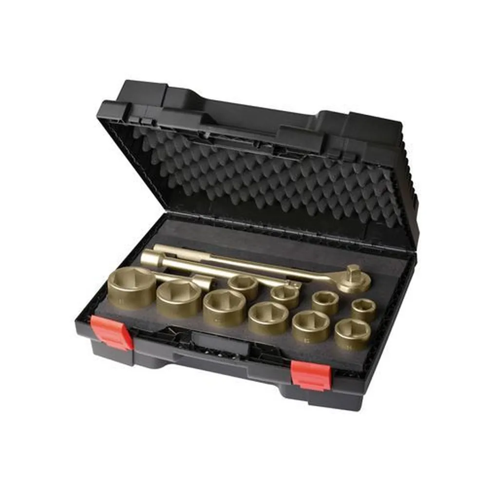 NOBRAND - Knarrenkasten 1", 14-teilig, 36-80 mm, Sonderbronze, funkenfrei, für Ex-Zonen