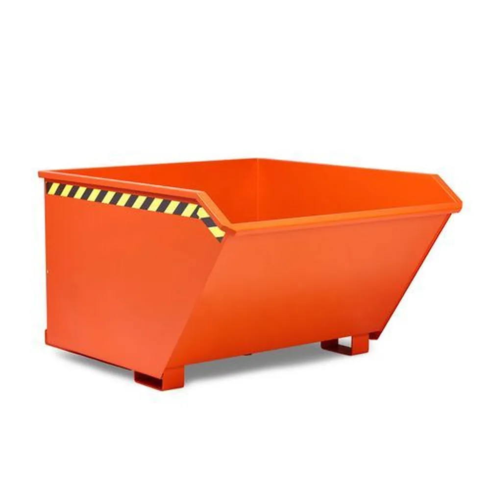NOBRAND - Kippbehälter aus Stahl, 1000 Liter Volumen, orange