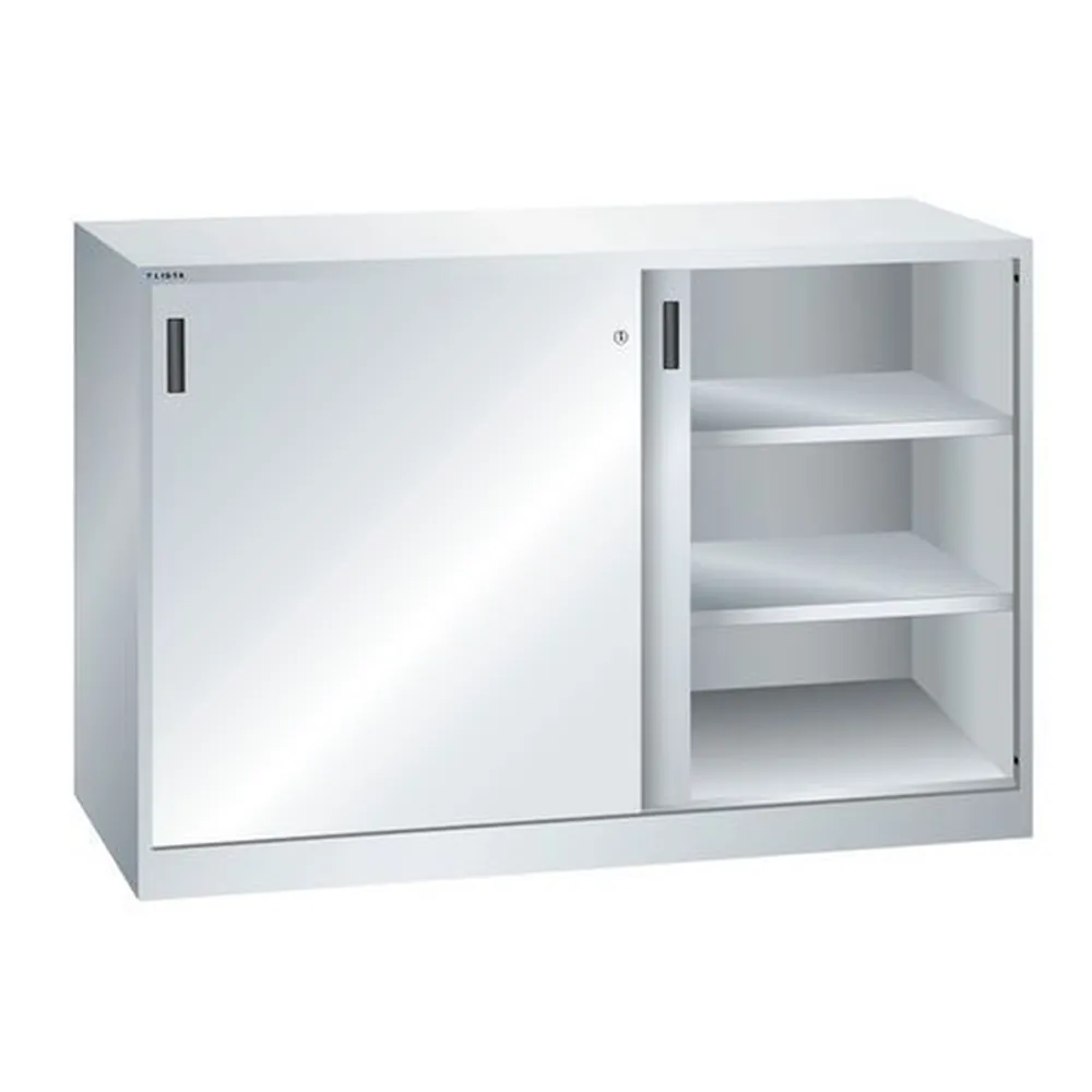LISTA - Schiebetürschrank Lista B 1500, H 1000 mm, lichtgrau, KEY Lock
